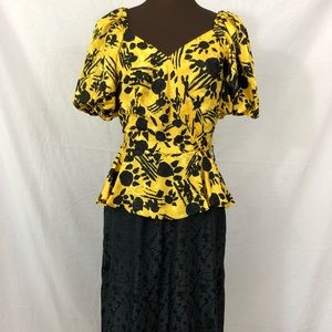 VINTAGE Yellow & Black gorgeous dress